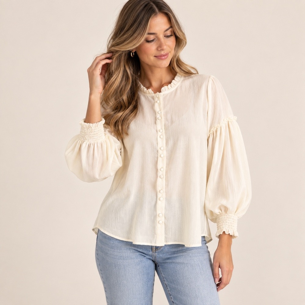 Show Me Your Mumu Outlaw Blouse Ivory Georgie Top Romantic Boho Large